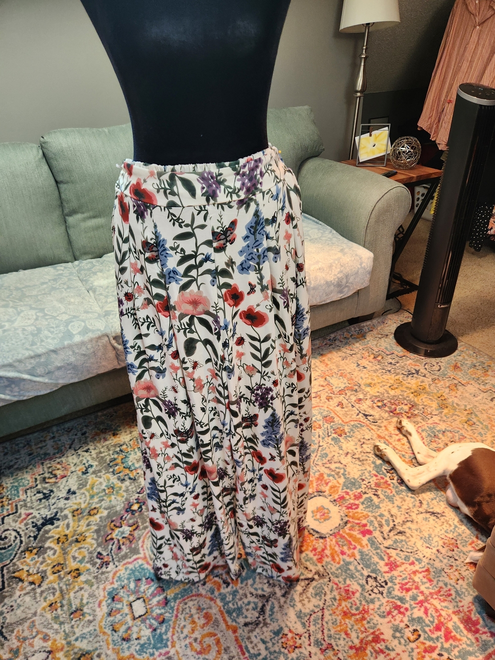 Cider Floral Wide-leg Knit Pants White with Floral Print Medium 30 In.Inseam